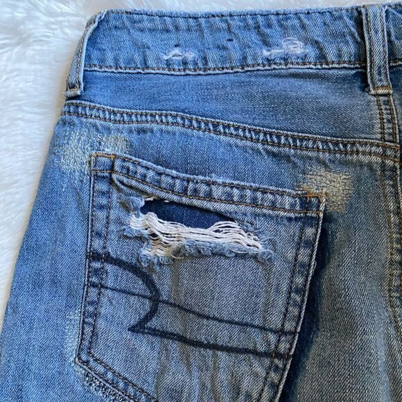 American Eagle Jean Skirt Mini Button Fly Short Raw Hem Cotton Y2K Women’s Sz 4 - Picture 4 of 6